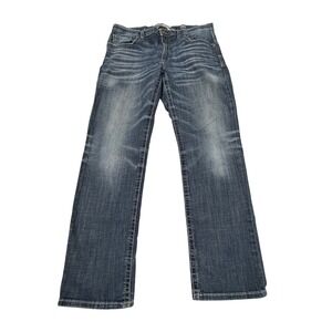 BKE Ryan Straight Leg Mens Jeans 36L Blue Medium Wash‎ Whiskered AVS3019